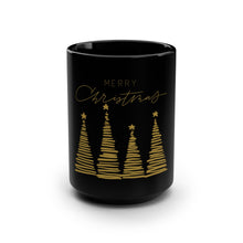 Load image into Gallery viewer, Merry Christmas Gold Black Mug, 15oz
