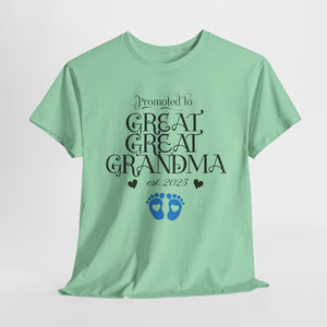 Promoted to Great Grandma Unisex Heavy Cotton Tee – Perfect Gift for Expecting Grandparents