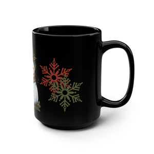 Snowman Christmas Gold Black Mug, 15oz