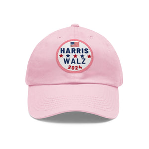 Harris/Walz Dad Hat with Leather Patch (Round)