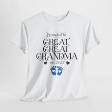 Load image into Gallery viewer, Promoted to Great Grandma Unisex Heavy Cotton Tee – Perfect Gift for Expecting Grandparents
