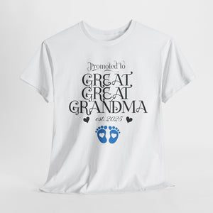 Promoted to Great Grandma Unisex Heavy Cotton Tee – Perfect Gift for Expecting Grandparents