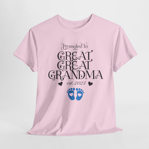 Promoted to Great Grandma Unisex Heavy Cotton Tee – Perfect Gift for Expecting Grandparents