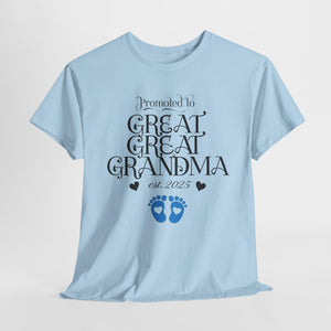 Promoted to Great Grandma Unisex Heavy Cotton Tee – Perfect Gift for Expecting Grandparents