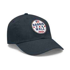 Harris/Walz Dad Hat with Leather Patch (Round)