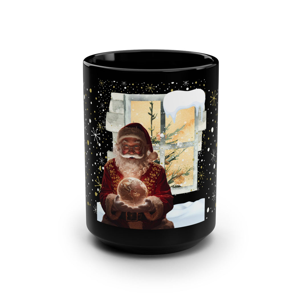 Santa Black Mug, 15oz