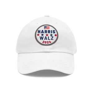 Harris/Walz Dad Hat with Leather Patch (Round)